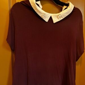 Elle Maroon Short-Sleeve Collared Shirt